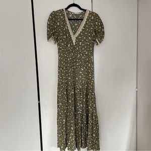 Zara floral green maxi dress